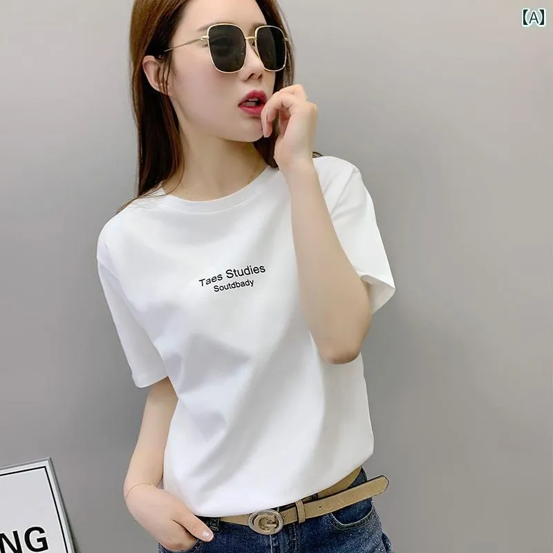 Tシャツ レディース かわいい 駅 婦人服年 雑貨 潮 ゆったり 綿 白 t シャツ レディース 夏 半袖 イン Tシャツ