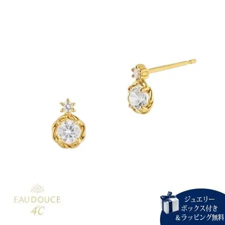 【送料無料】【ラッピング無料】ヨンドシー 4℃ EAU DOUCE４℃ K10イエローゴールド ピアス ホワイトトパーズ