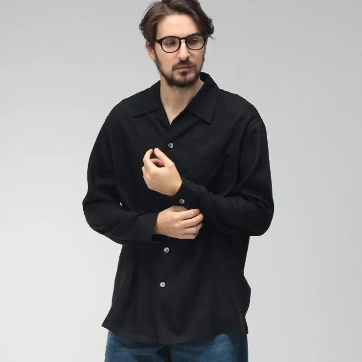 アワーレガシー OUR LEGACY メンズ シャツ 長袖 無地 ポケット Yシャツ Draping Black Lyocell OLM2262EDB ブランド トップス シンプル 春 秋