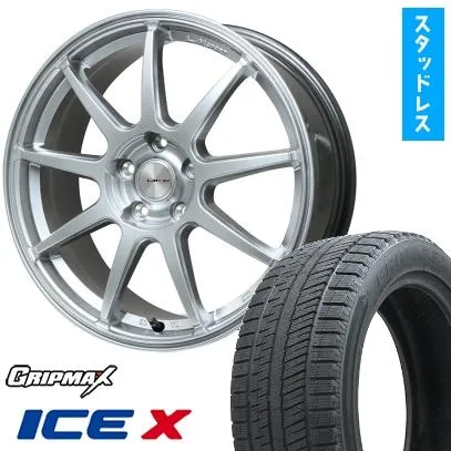 205/60R16 スタッドレスタイヤ ホイール4本セット GRIPMAX アイスX ブラックサイドウォール(限定) (5/100車用) レアマイスター LMスポーツLM-QR 16インチ
