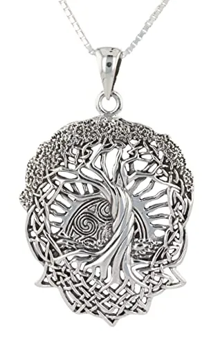 【中古】【未使用・未開封品】スターリングシルバーケルトツリージュエリーのトレンドLife Pendant on 18インチボックスチェーンネックレス