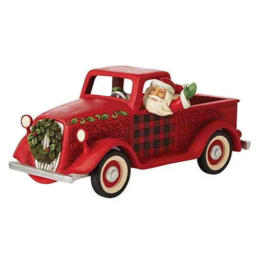 エネスコ Enesco 大型の赤いトラック 「たくさんのクリスマスの歓声」 カントリーリビング ジム・ショア 約16センチ 6009128 フィギュア インテリア 置物