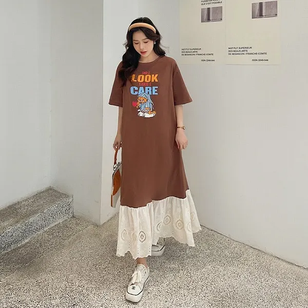 ゆったりサイズ Tシャツ風ワンピース ファション人気商品 カジュアルワンピース