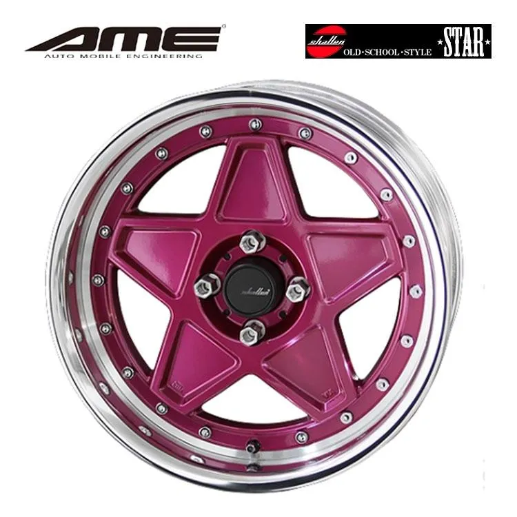17インチ 4H100 7J 7J+45 4穴 ホイール 【1本単品 新品】 チェリーピンク SHALLEN STAR LowTypeDisk 送料無料 共豊