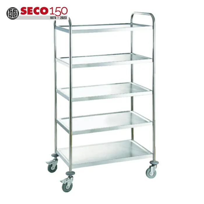 SECO SUS403 ステンレス製ワゴン 100ゴムキャスター 5段 (1台) ESW-500