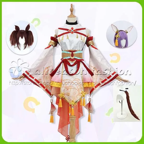 ウマ娘 プリティーダービー 風 イナリワン Inari One コスプレ衣裝 勝負服 ウィッグ 靴 レディース コスプレ衣装 変装 仮装
