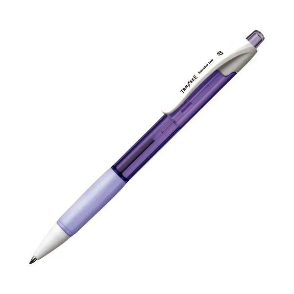 (まとめ) TANOSEE ノック式油性ボールペン（なめらかインク） 0.7mm 黒 （軸色 ラベンダー） 1セット（10本） 〔×10セット〕