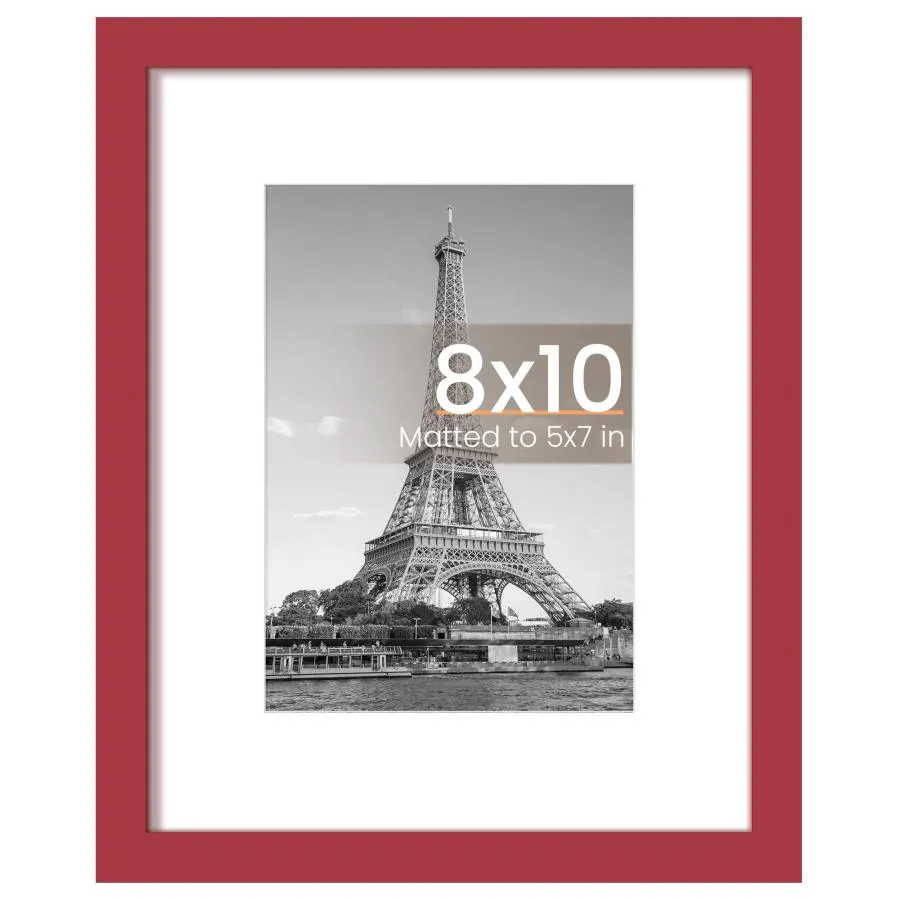 upsimples 8x10 写真フレーム、ディスプレイピクチャー5x7(マット付き)または8x10(マットなし)、壁掛けフォトフレーム レッド 1パック