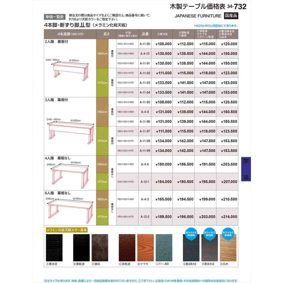若泉漆器 4本脚・新ずり脚??型 幕板付 唐彩 A-11-93F 割烹漆器 No.34