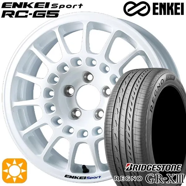 サマータイヤ ホイール4本セット 175/65R15インチ 4H100 ENKEI エンケイ スポーツ RC-G5 ホワイト ブリヂストン レグノGR-X3