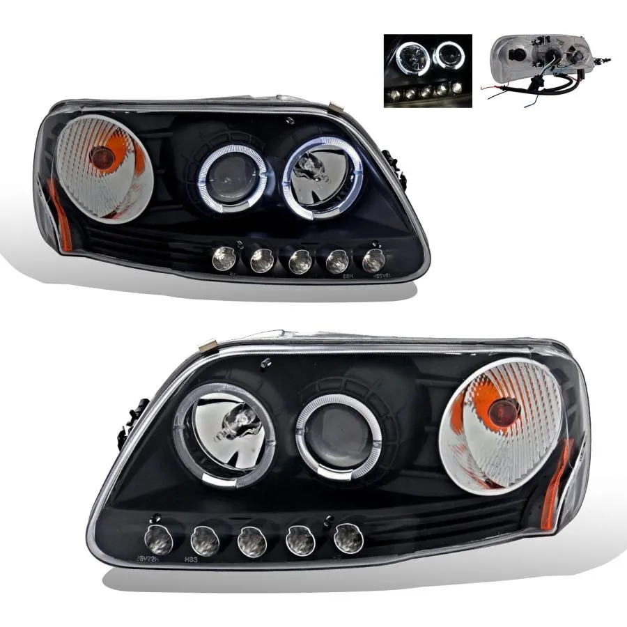 【並行輸入品】SPPC Black Projector Headlights Assembly Set with Halo Rings for For