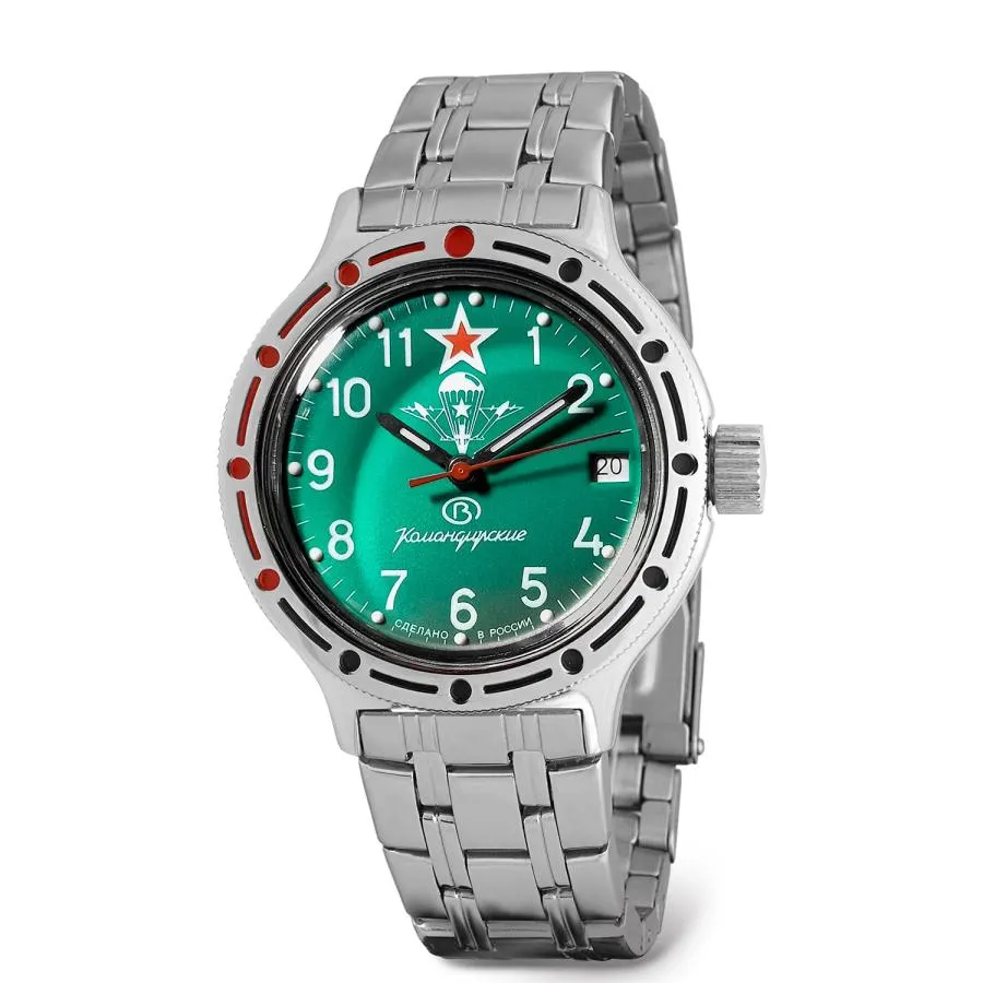 Vostok Amphibian Komandirskie ミリタリーロシアダイバーウォッチ パラトルーパー VDV 2416/420307