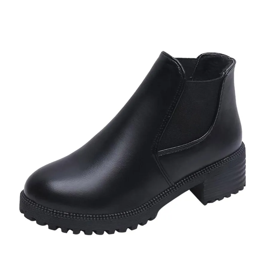 【並行輸入品】Fall Boots for Women 2023 Round Toe Platform Chucky Heel Booties