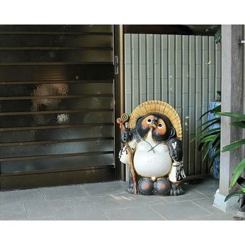 [ポイント10倍]信楽焼 狸 置物 福 たぬきの置物 20号 オス(名入れも可) 玄関 狸置物 かわいい 大きい タヌキ おしゃれ 開店 祝い 信楽焼き(MB079-01G)