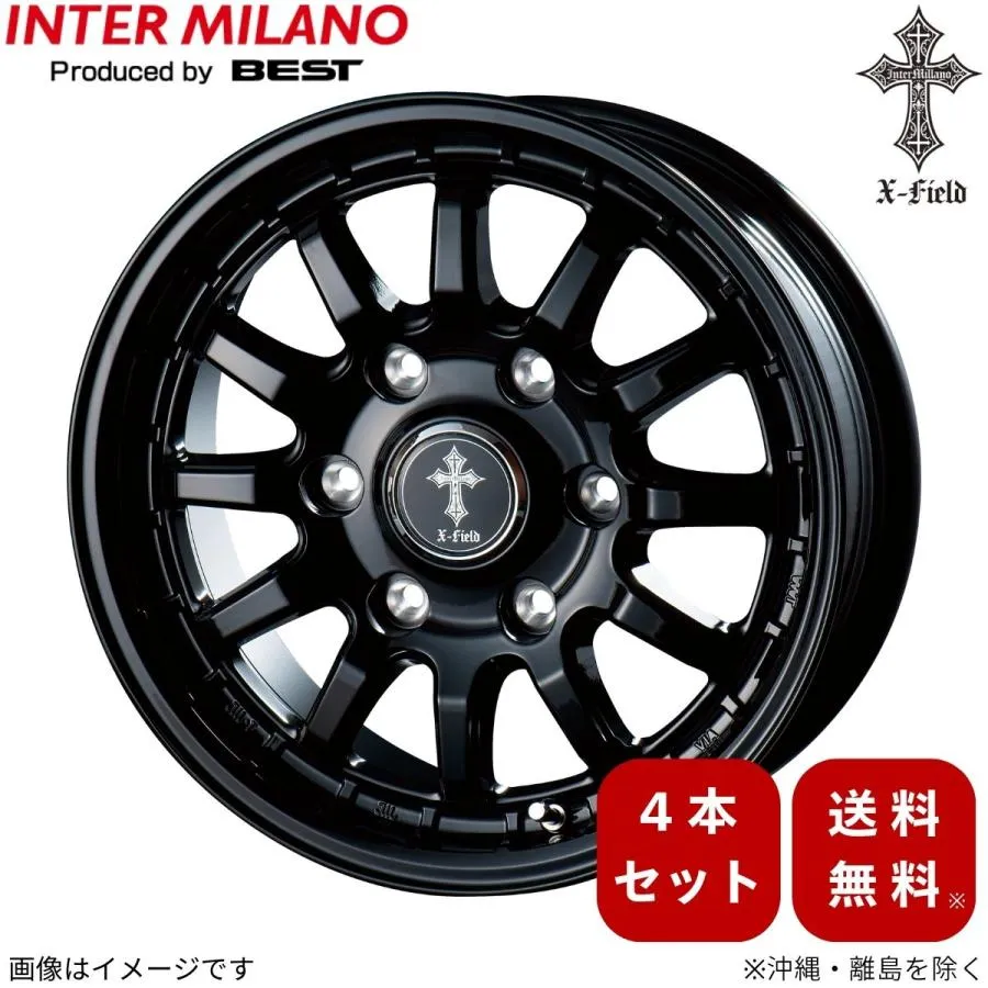 アルミホイール FJクルーザー 10系 トヨタ インターミラノ クロスフィールドα 4本 17インチ 6穴 1台分 【17×7.5 6-139.7 INSET25 BK】