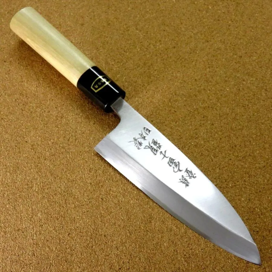 包丁 出刃包丁 15cm (150mm) 関の刃物 炭素鋼 白紙3号・軟鉄 右利き 片刃包丁 本水牛角口金 日本製