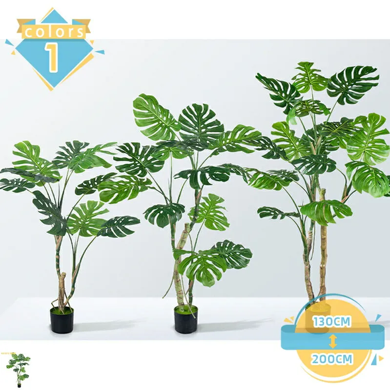モンステラ 人工観葉植物 大型 細い枝 繊細な葉 盆栽植物 熱帯観葉樹 シミュレーションツリー デコレーション 現代的な装飾 窓辺 自然の雰囲気 緑の植物 フェイクグリーン 造樹 水やり不要 枯れない 盆栽植物 常緑樹 mssk-online
