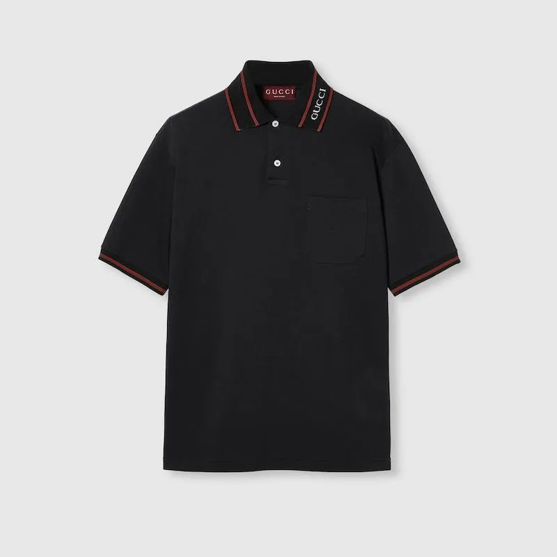 グッチ GUCCI メンズ コットンピケ ポロシャツ【ブラック 】【送料無料】【正規品】