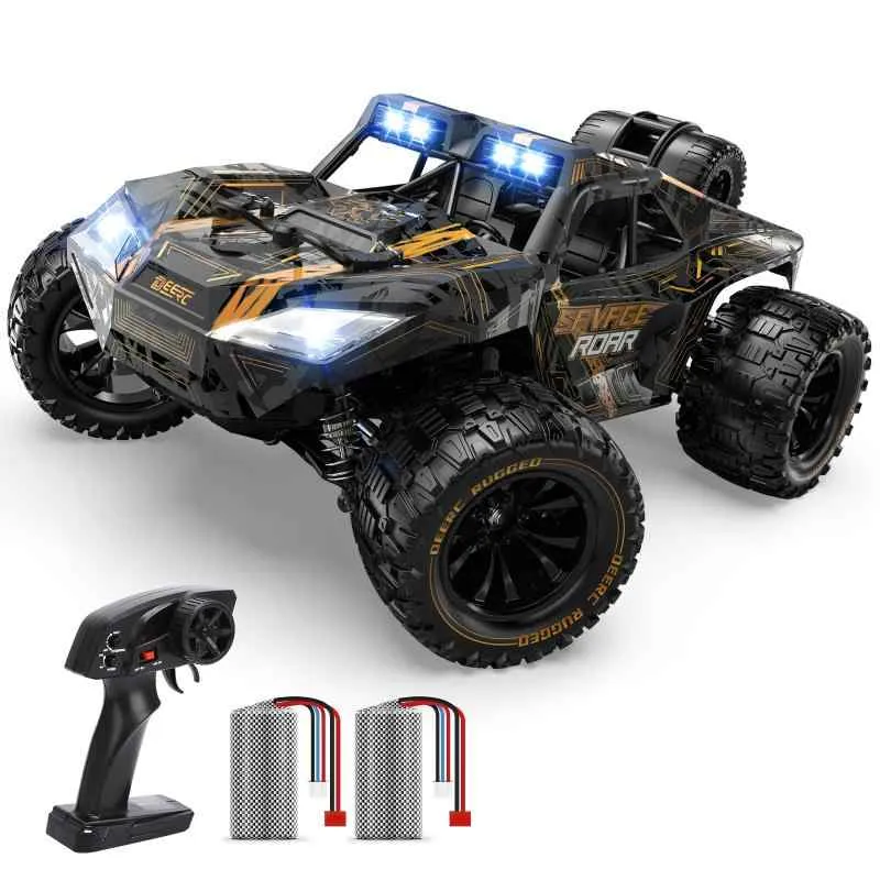 DEERC ラジコン ラジコンカー オフロード リモコンカー 4WD 高速 1/14スケール 無段階 電動 RCカー 車おもちゃ 全地形対応 2.4GHz LEDライド 低電圧アラーム ステアリング調整可能 子供 小学生 中学
