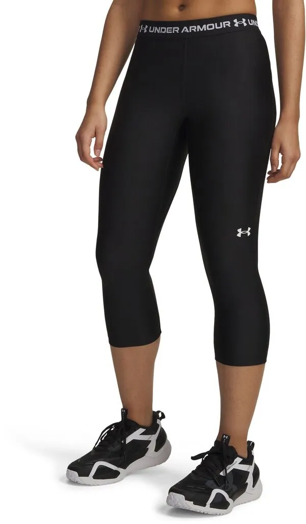 アンダーアーマー レディース ボトムス レギンス Under Armour Women HeatGear 3/4 Leggings Ultimate Black/White ホワイト