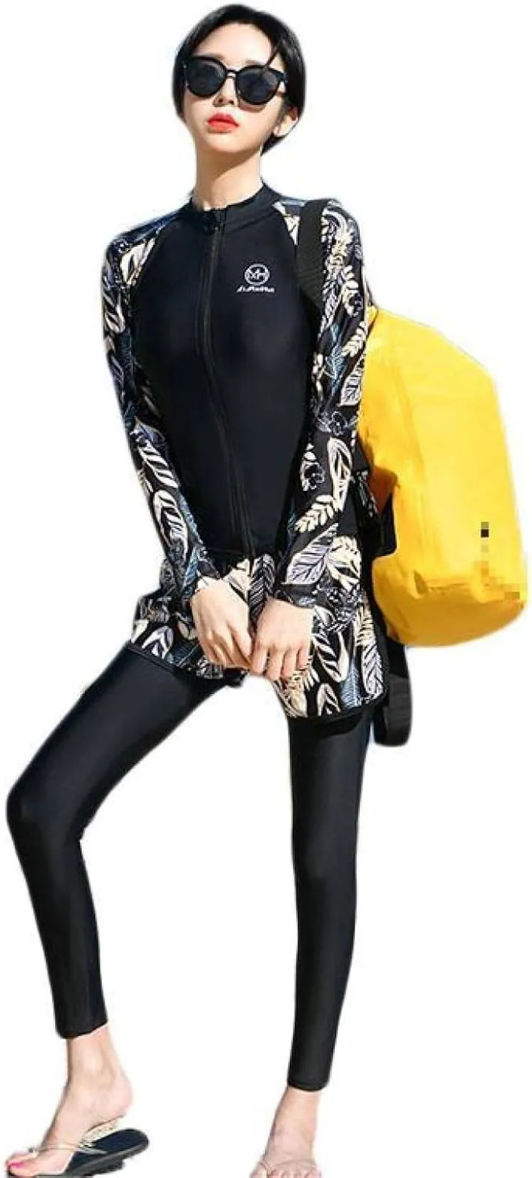【25%OFFクーポン】ラッシュガード 水着 レディース ５点セット 体型カバー フィットネス UVカット セパレート タンキニ 露出控えめ やせ見え 体型を隠す ジッパー 長袖水着 長袖 紫外線対策 露出控えめ 水着 女性