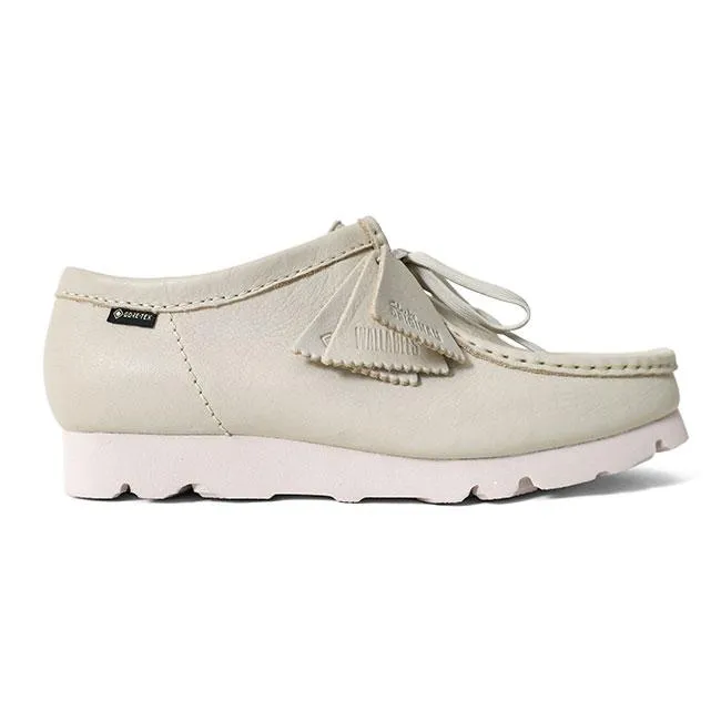 CLARKS クラークス Wallabee GTX ワラビー ゴアテックス レザー モカシンシューズ 26185541 白 レザースニーカー メンズ