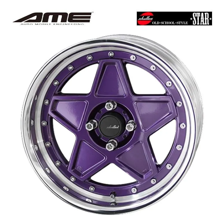 16インチ 4H100 7J 7J+38 4穴 ホイール 【1本単品 新品】 カクテルグレープ SHALLEN STAR LowTypeDisk 送料無料 共豊
