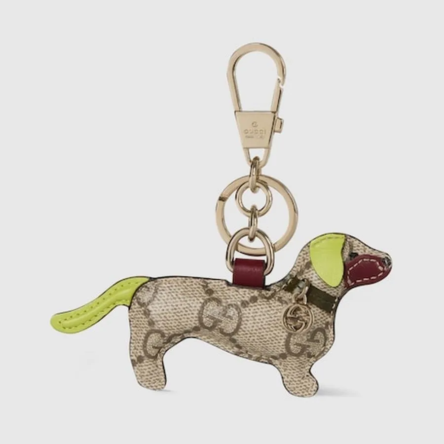 グッチ GUCCI レディース ドッグ シェイプ バッグ チャーム【ベージュ＆ブラウン GG ファブリック 】【送料無料】【正規品】