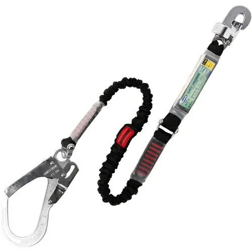 藤井電工 ＴＳＵＹＯＲＯＮ 胴ベルト型墜落制止用器具用ランヤード（伸縮タイプ）ノビロン（ＢＫ）ショックアブソーバ＋フックＦＳ－２５・フックＦＳ－９９ 【品番：TBL-NV99-BK-BP】