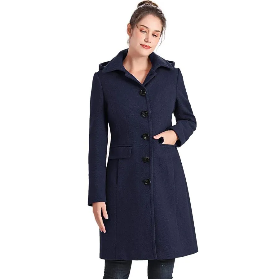 【並行輸入品】BGSD Women Mea Wool Blend Walking Coat with Removable Hood (Also