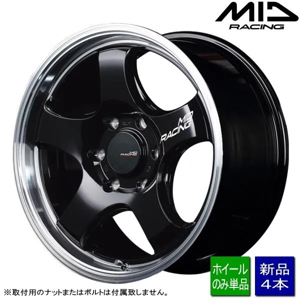 トヨタ ハイエース 200系/etc 新品ホイールのみ4本 MID Racing R05HC 17インチ 6.5J +38 6H 139.7P BK/RP ▲個人宅宛ては別途送料▲