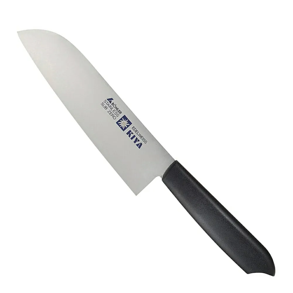 木屋 ニューエーデルワイス No.120 鎌型 両刃 17cm AEC-09<br>[関連：KIYA ブランド 日本製 三徳包丁 万能包丁 庖丁 ナイフ]