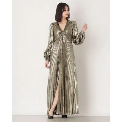 フェイズ エイト Phase Eight Ellen Gold Pleated Dress （Gold）