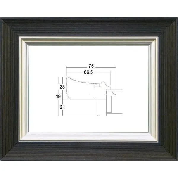 額縁 油絵/油彩額縁 木製フレーム UVカットアクリル付 3484N サイズ F0号 墨 ブラック