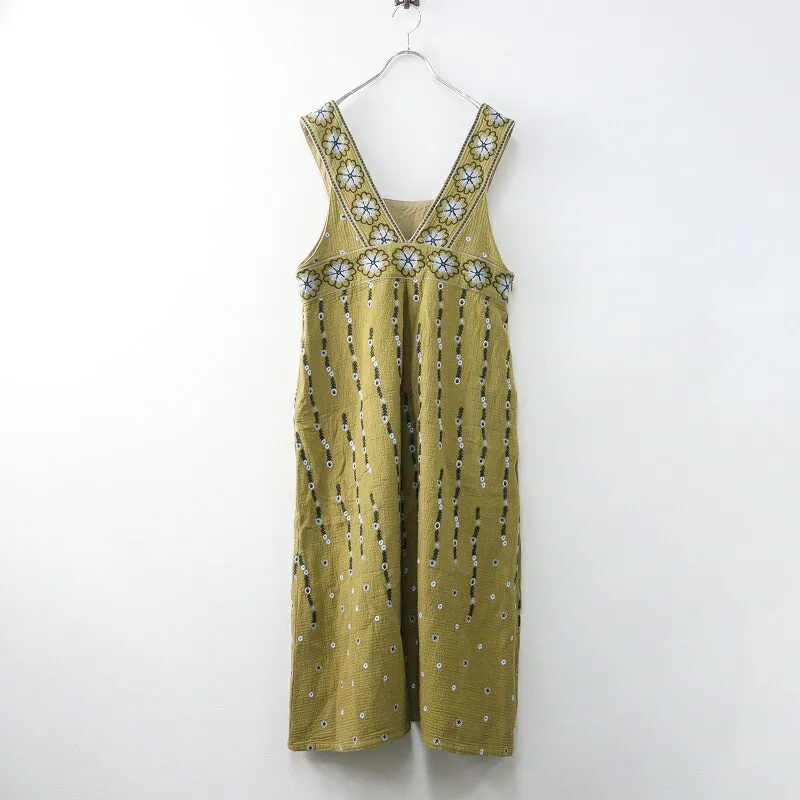 2022AW マーブルシュッド marble SUD アネモネ フラワー刺繍 ノースリーブ ワンピース ｜イエロー トップス 【2400014590951】【中古】
