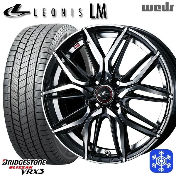165/70R14インチ ブリヂストン ブリザック VRX3 5.5J 4H100 スタッドレスタイヤホイール4本セット ウェッズ レオニス LM PBMC