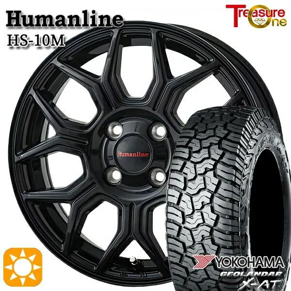 サマータイヤ ホイール4本セット 145R14C 14インチ 4H100 ヒューマンライン HS10M BK ヨコハマ ジオランダー X-AT G016