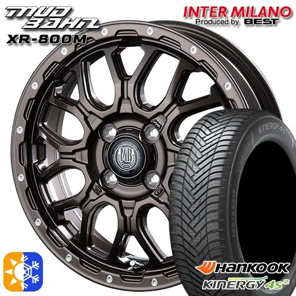 4/17〜19 P10倍 オールシーズンタイヤ ホイール4本セット 165/60R15インチ 4H100 BEST MUD BAHN マッドバーン XR-800M GBR/PP ハンコック キナジー 4S2 H750