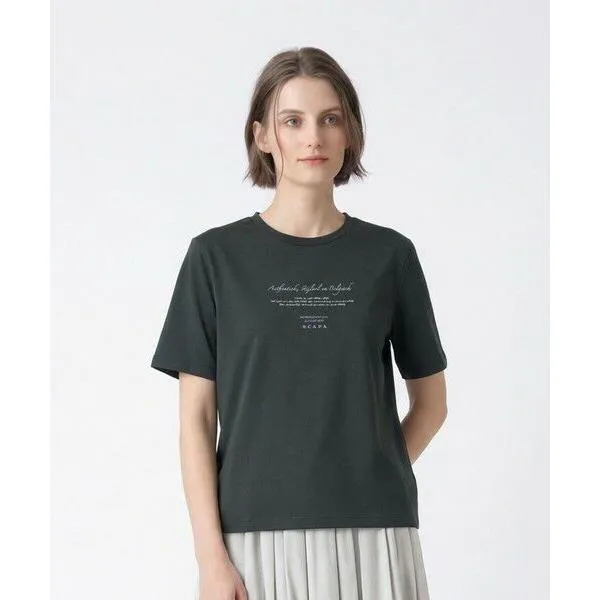 SCAPA / スキャパ エンブロスムースメッセージカットソー