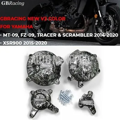 GBRacing バイク エンジン プロテクター セット ヤマハ MT-09/FZ-09 トレーサー / スクランブラー  2014-2020  用 - クラッチ / パルス ポンプ カバー