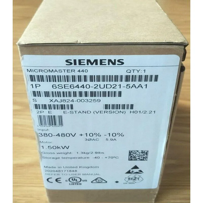 新しい 新品未使用 6SE6440-2UD21-5AA1 6SE64402UD215AA1
