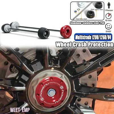 互換品 ドゥカティ ムルティストラーダ 1200/1260/V4 2010年-2023年用 V4リアフロントアクスルフォーククラッシュスライダー バイク用ホイールプロテク