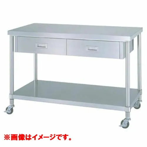 型式：WDBC-12060-U75【シンコー】ベタ棚仕様 キャスター付引出付作業台 キャスター径:75φ 奥行：600mm【送料無料】【組立式】