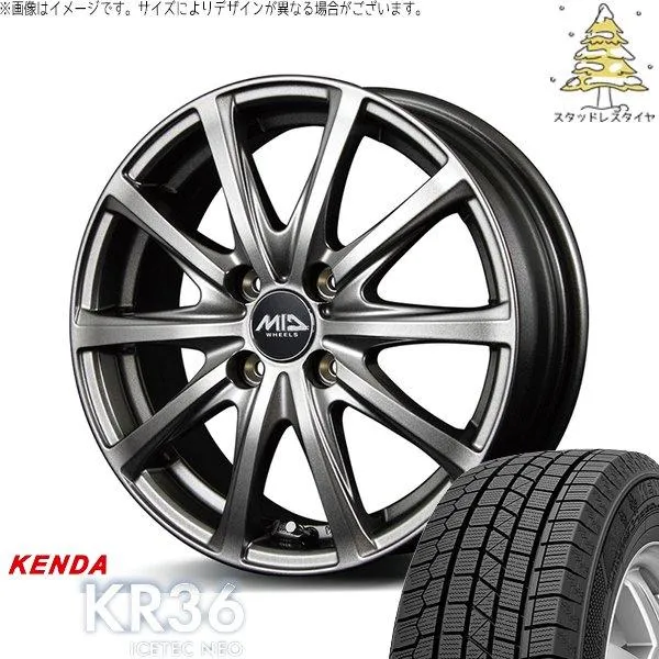 フィットクロスター 185/65R15 スタッドレス | アイステックネオ KR36 \u0026 MIDホイール V25 15インチ 4穴100