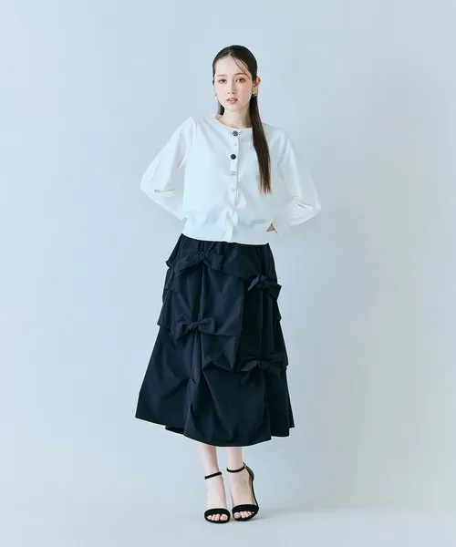 スカート 立体リボンモチーフロングスカート