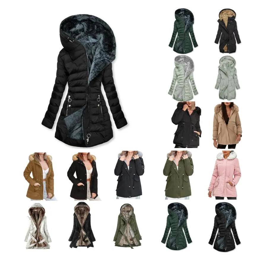 【並行輸入品】Hinvhai Orders Faux Fur Hooded Parka Jacket Women's Winter Coats