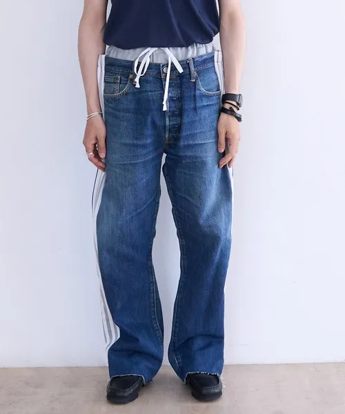 ジーンズ DISCOVERED ”newsed” Docking Layered Track Denim Pants メンズ