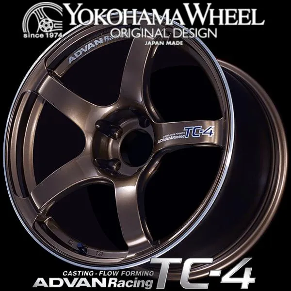 アドバン レーシング TC4 アルミホイール 18×8.5J 5/114.3 +51 アンバーブロンズメタリック＆リング V3404