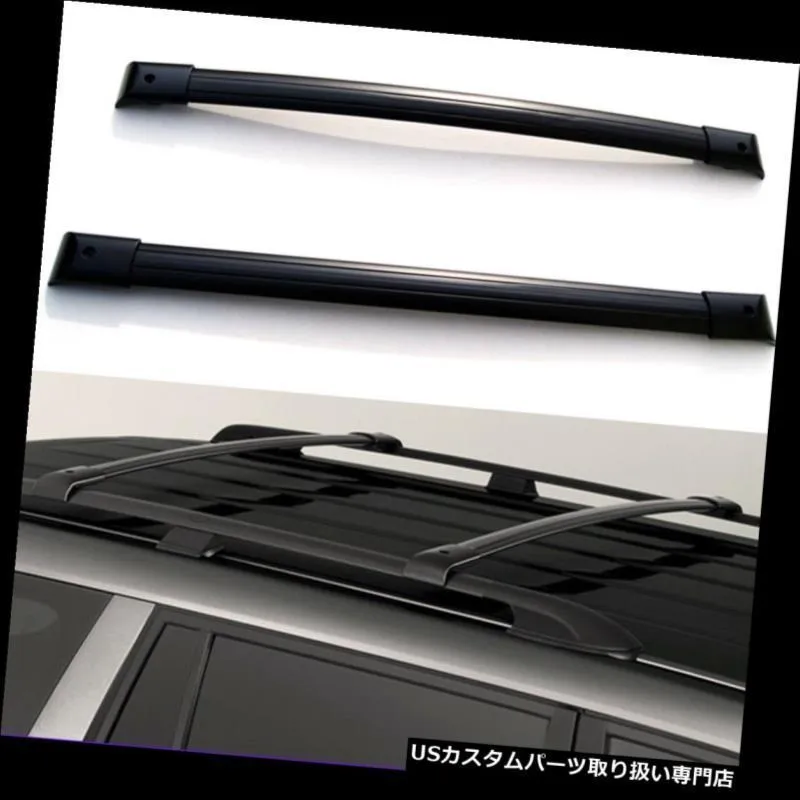 USカーゴ、ルーフ キャリア 1ペアブラックアルミルーフラッククロスバートップレールキャリー07-13アキュラMDX  1 Pair Black Al