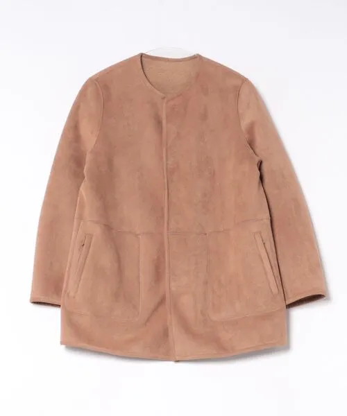 ノーカラーコート コート FAKE MOUTON REVERSIBLE COLLARLESS COAT レディース